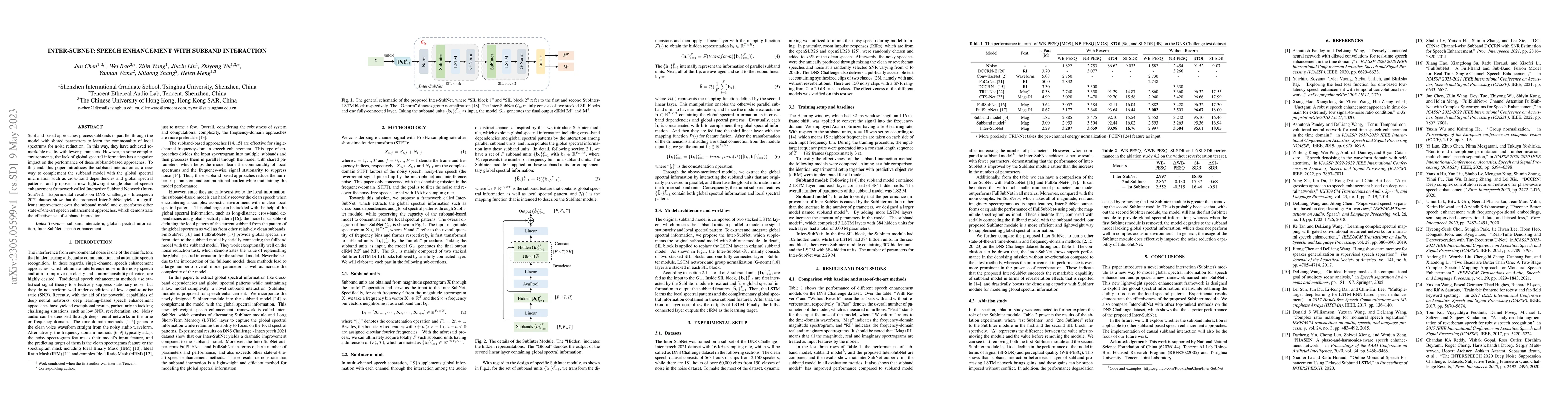 Thumbnail for Inter-SubNet: Speech Enhancement with Subband Interaction