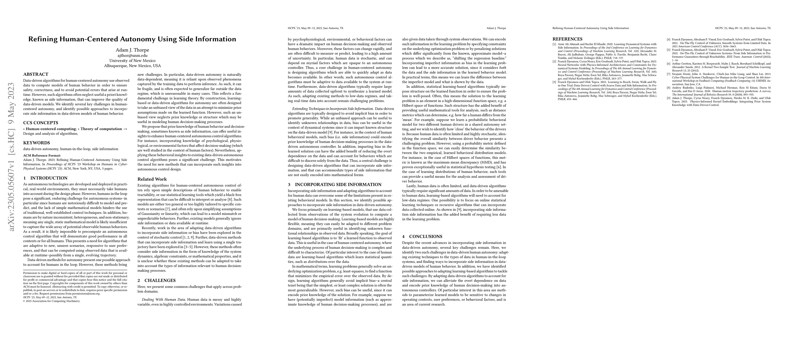 Thumbnail for Refining Human-Centered Autonomy Using Side Information