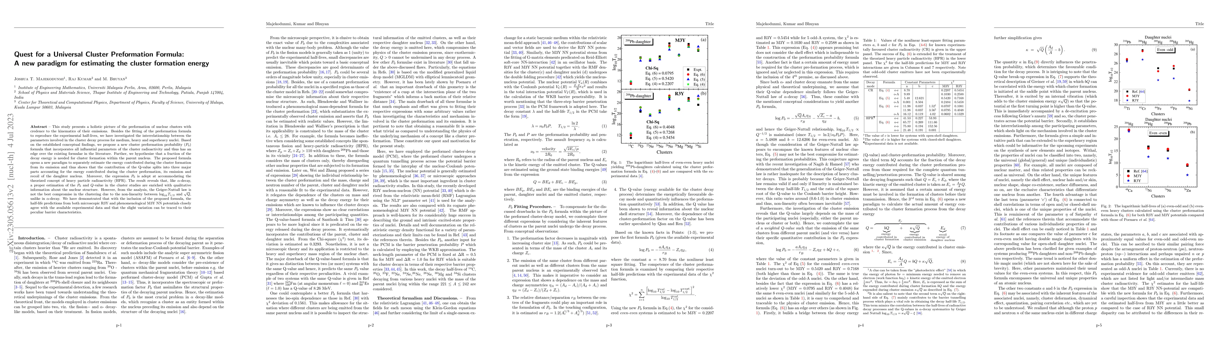 Thumbnail for Quest for a Universal Cluster Preformation Formula: A new paradigm for
  estimating the cluster formation energy