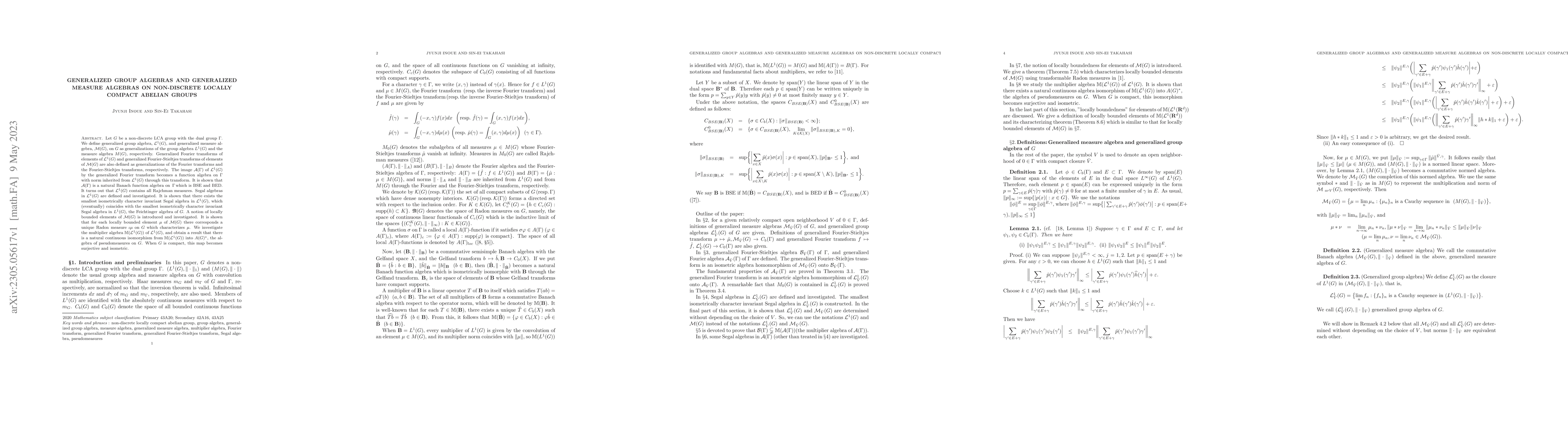 Thumbnail for Generalized group algebras and generalized measure algebras on
  non-discrete locally compact abelian groups