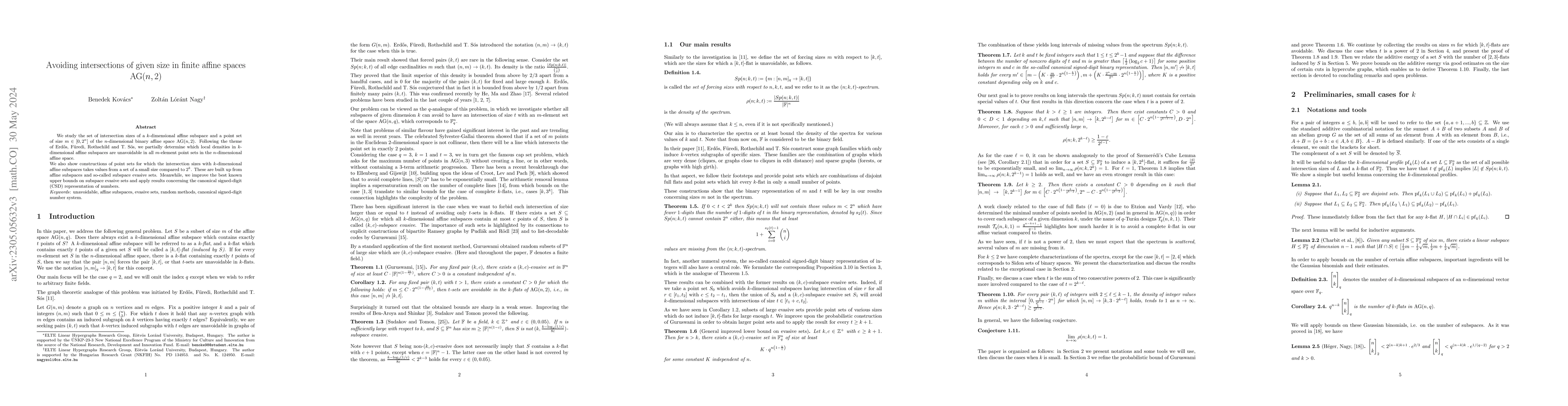 Thumbnail for Avoiding intersections of given size in finite affine spaces AG(n,2)