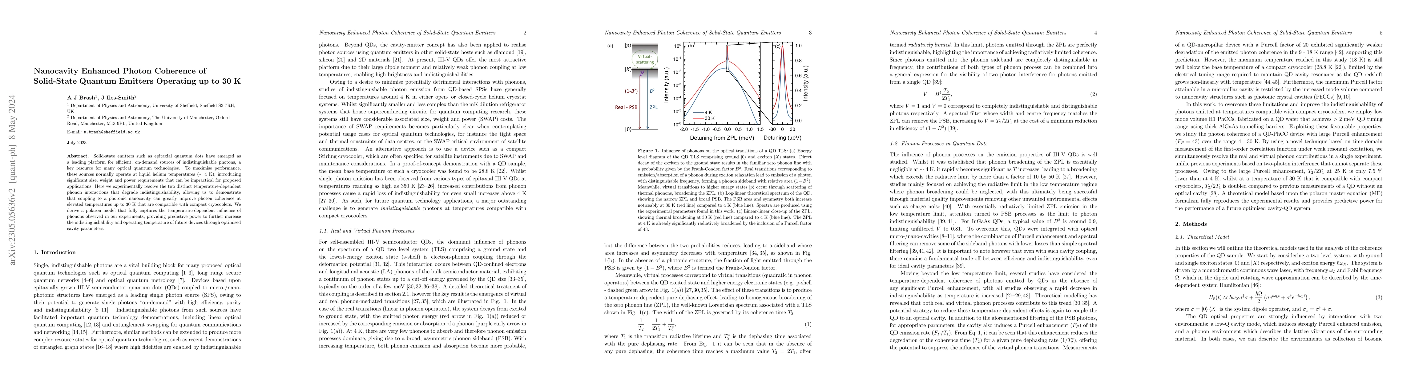 Thumbnail for Nanocavity enhanced photon coherence of solid-state quantum emitters
  operating up to 30 K