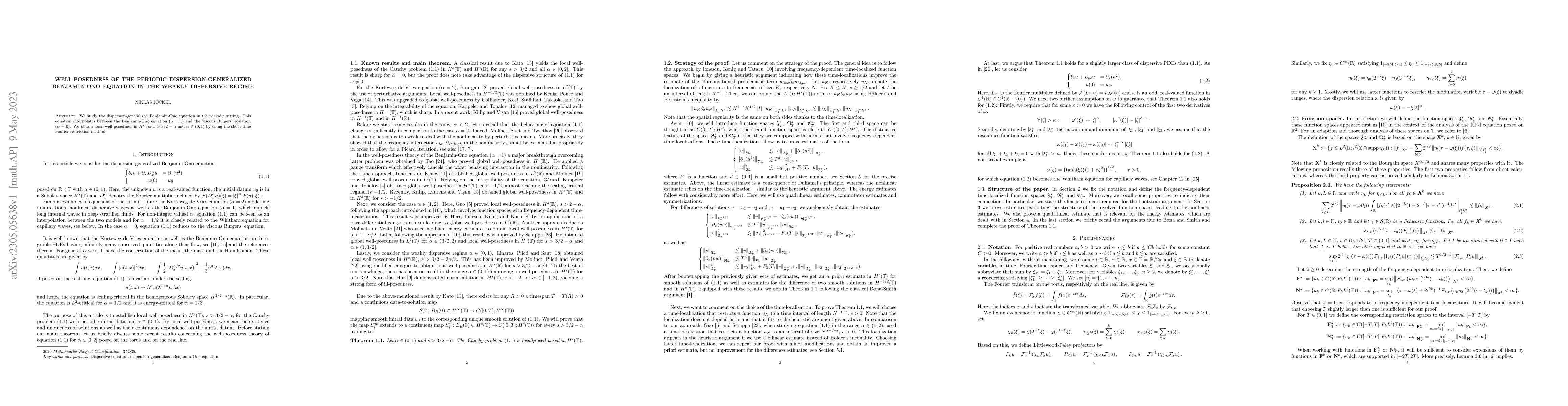 Thumbnail for Well-posedness of the periodic dispersion-generalized Benjamin-Ono
  equation in the weakly dispersive regime