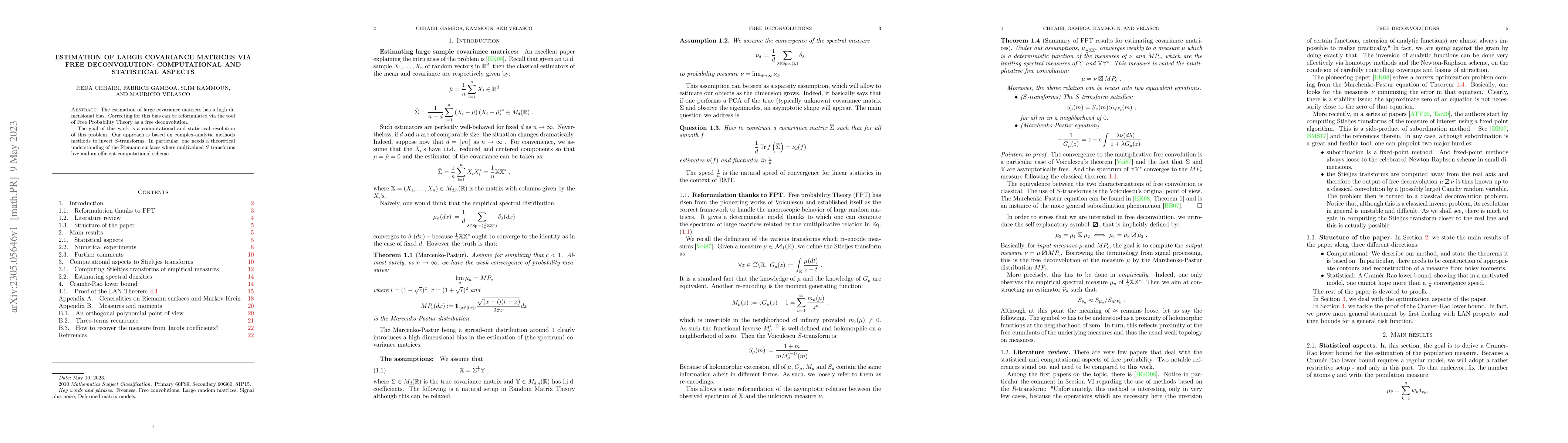 Thumbnail for Estimation of large covariance matrices via free deconvolution:
  computational and statistical aspects