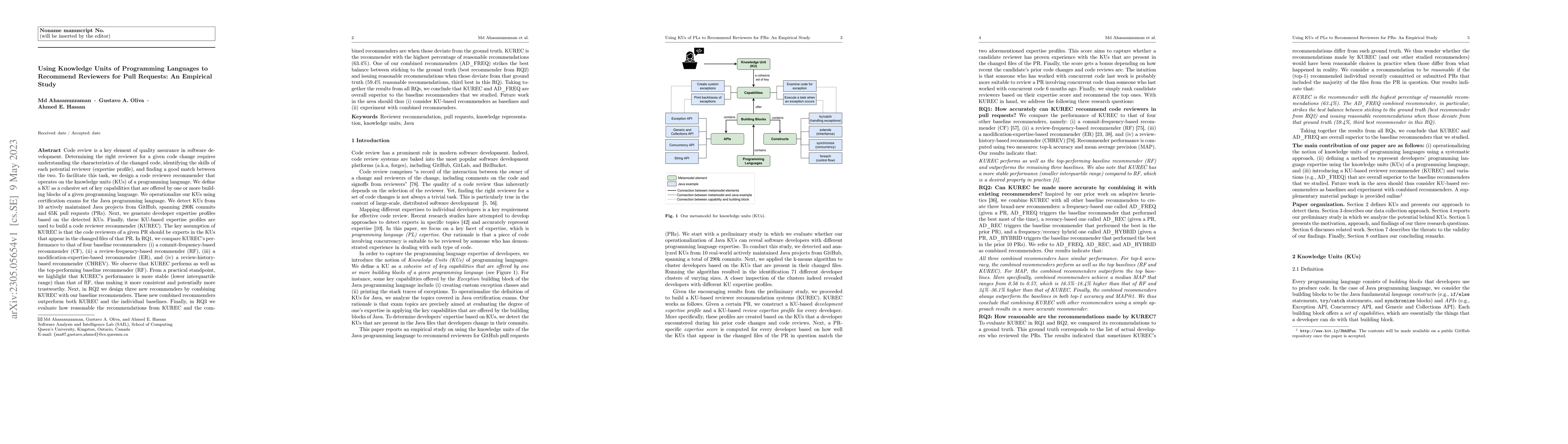 Thumbnail for Using Knowledge Units of Programming Languages to Recommend Reviewers
  for Pull Requests: An Empirical Study
