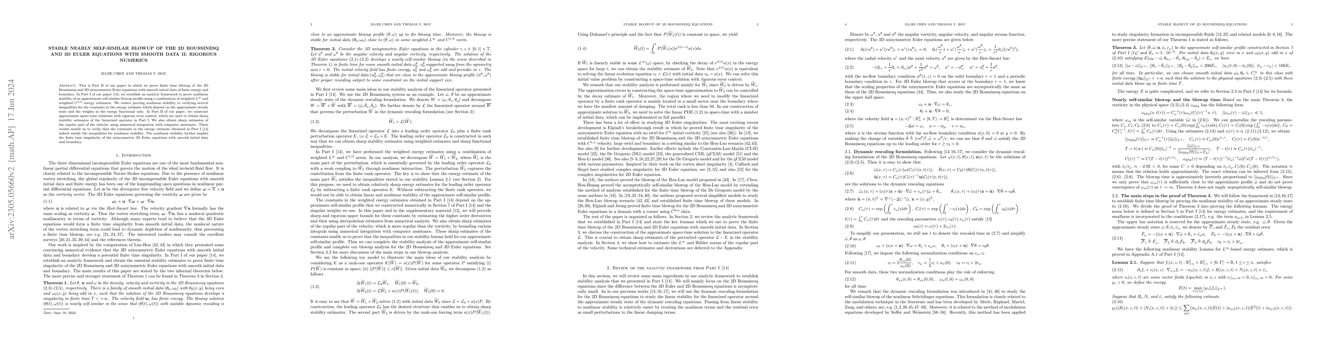 Thumbnail for Stable nearly self-similar blowup of the 2D Boussinesq and 3D Euler
  equations with smooth data II: Rigorous Numerics