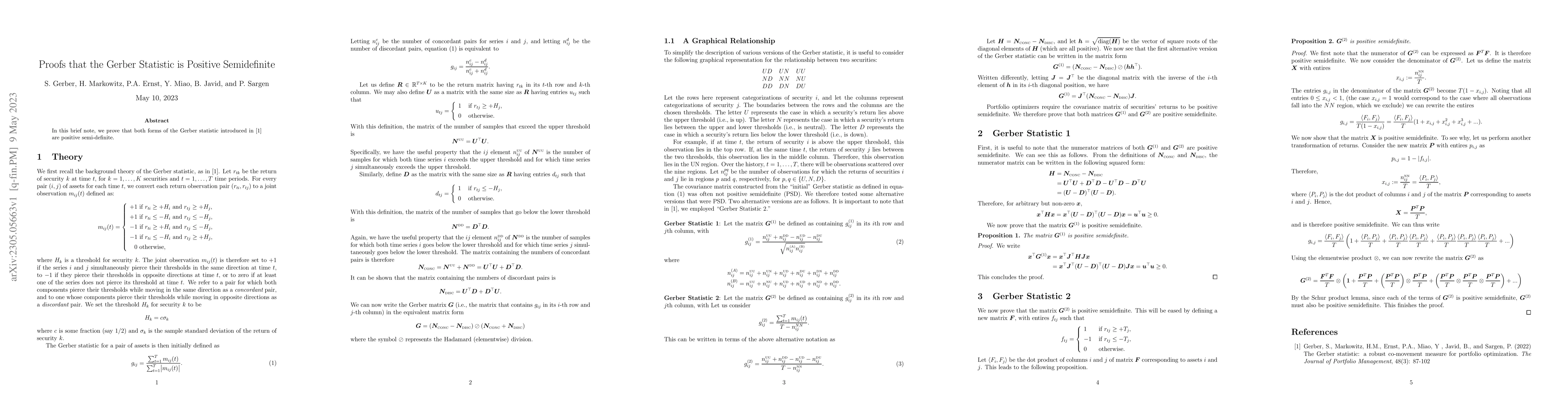 Thumbnail for Proofs that the Gerber Statistic is Positive Semidefinite