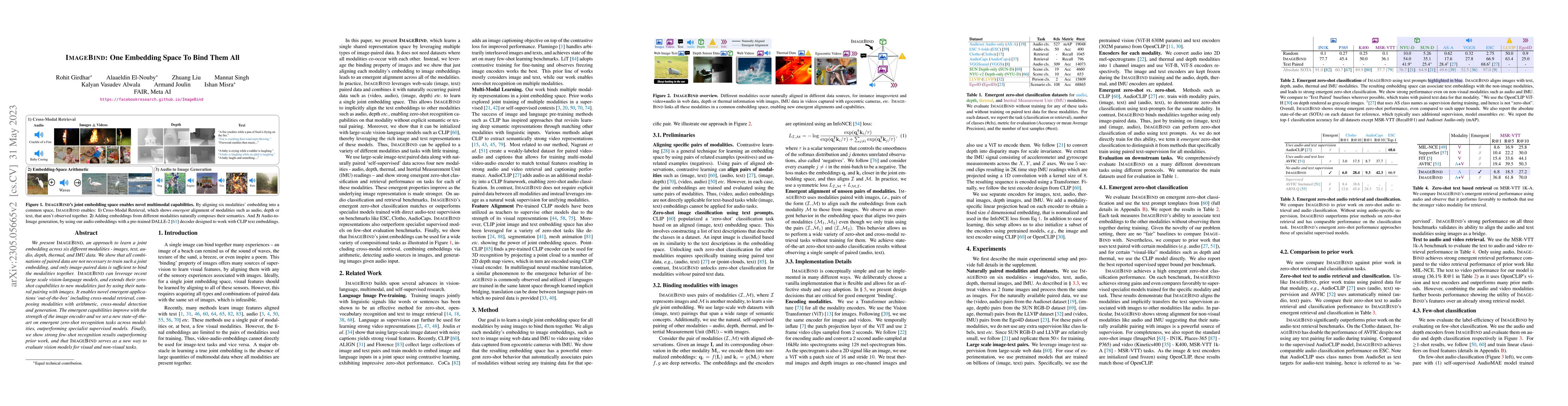 Thumbnail for ImageBind: One Embedding Space To Bind Them All