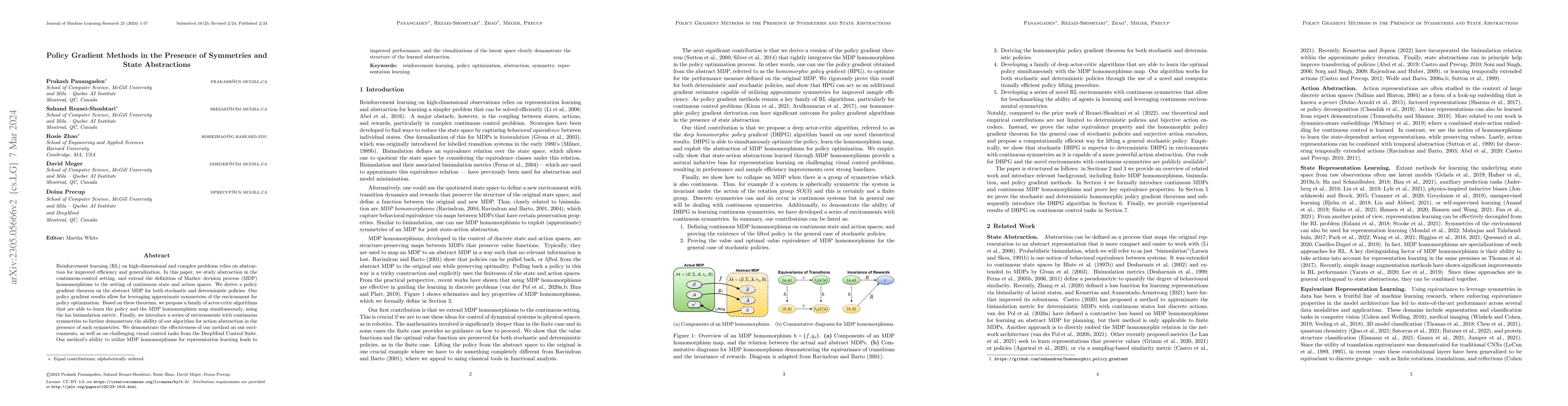 Thumbnail for Policy Gradient Methods in the Presence of Symmetries and State
  Abstractions