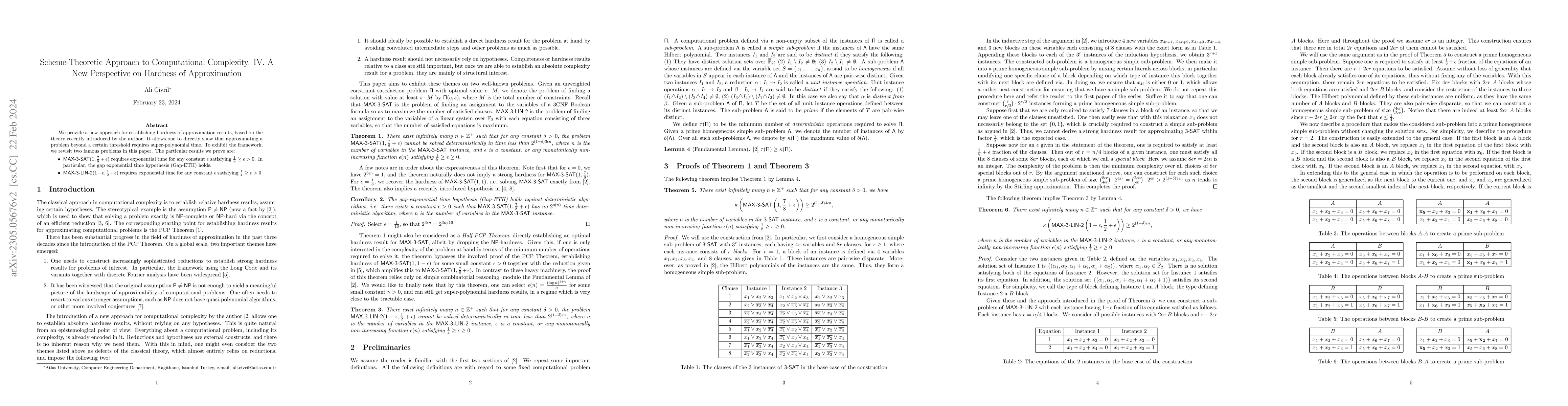 Thumbnail for Scheme-Theoretic Approach to Computational Complexity. IV. A New
  Perspective on Hardness of Approximation