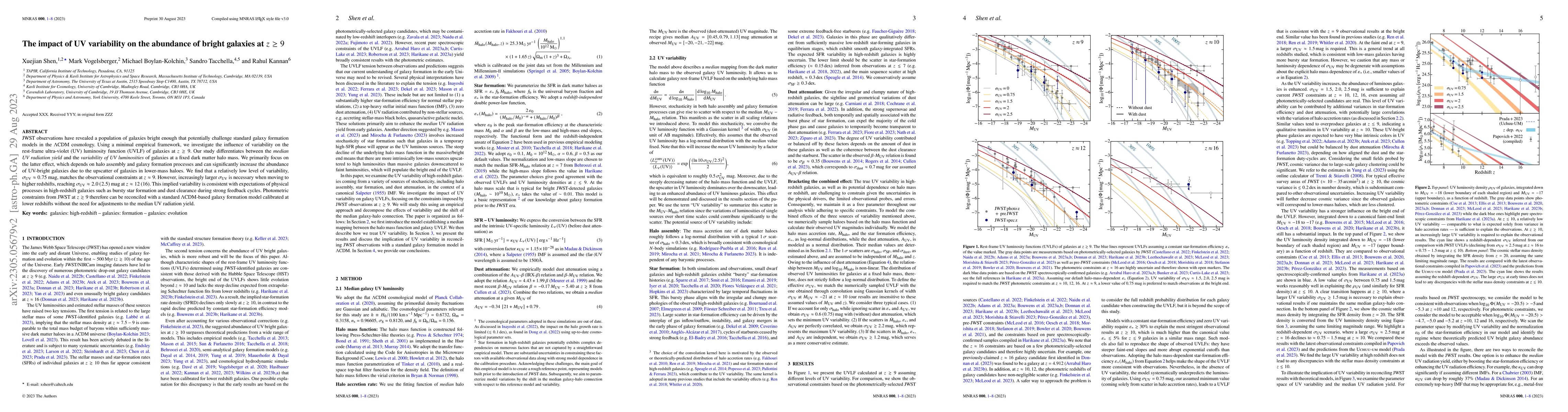 Thumbnail for The impact of UV variability on the abundance of bright galaxies at $z
  \geq 9$