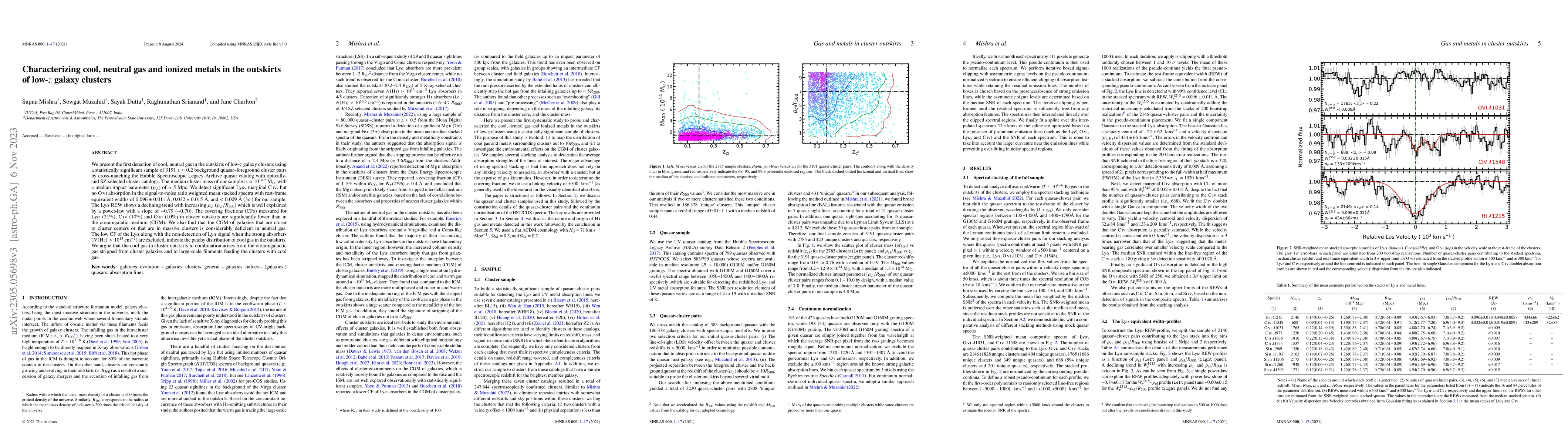 Thumbnail for Characterizing cool, neutral gas and ionized metals in the outskirts of
  low-z galaxy clusters