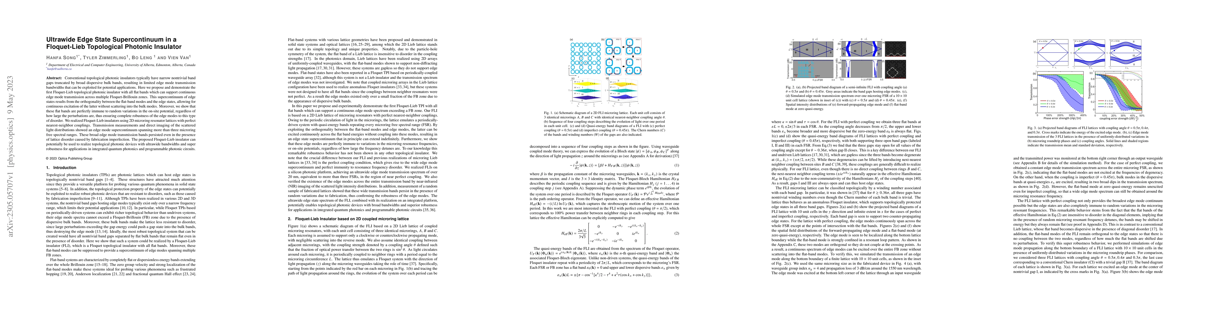 Thumbnail for Ultrawide Edge State Supercontinuum in a Floquet-Lieb Topological
  Photonic Insulator