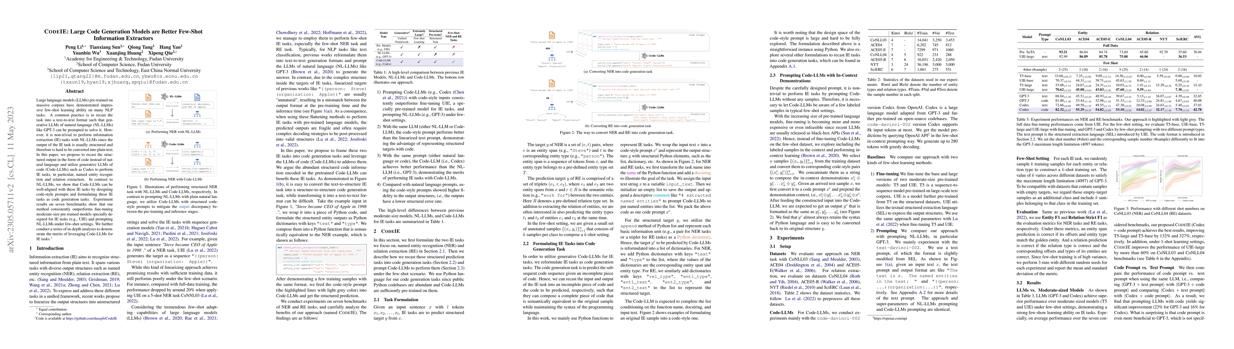 Thumbnail for CodeIE: Large Code Generation Models are Better Few-Shot Information
  Extractors