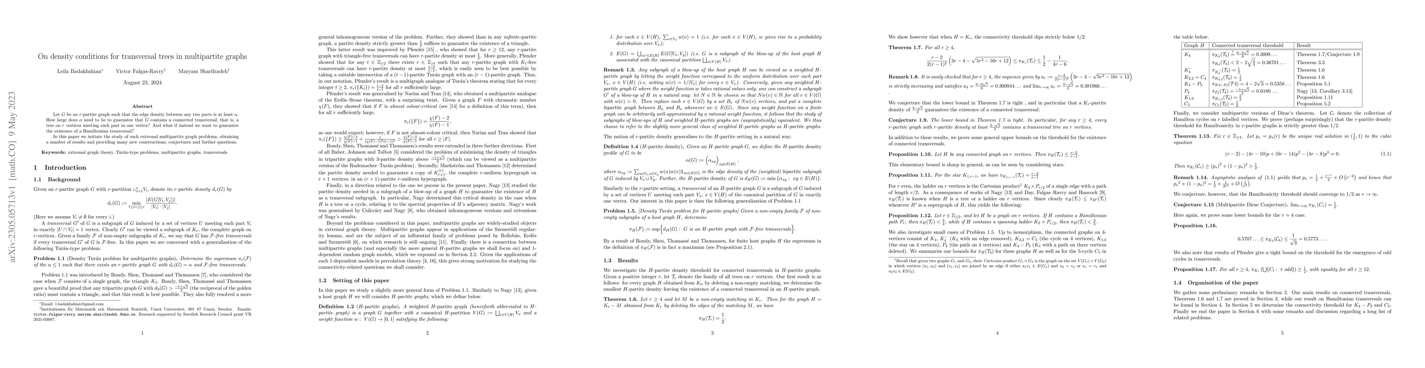 Thumbnail for On density conditions for transversal trees in multipartite graphs