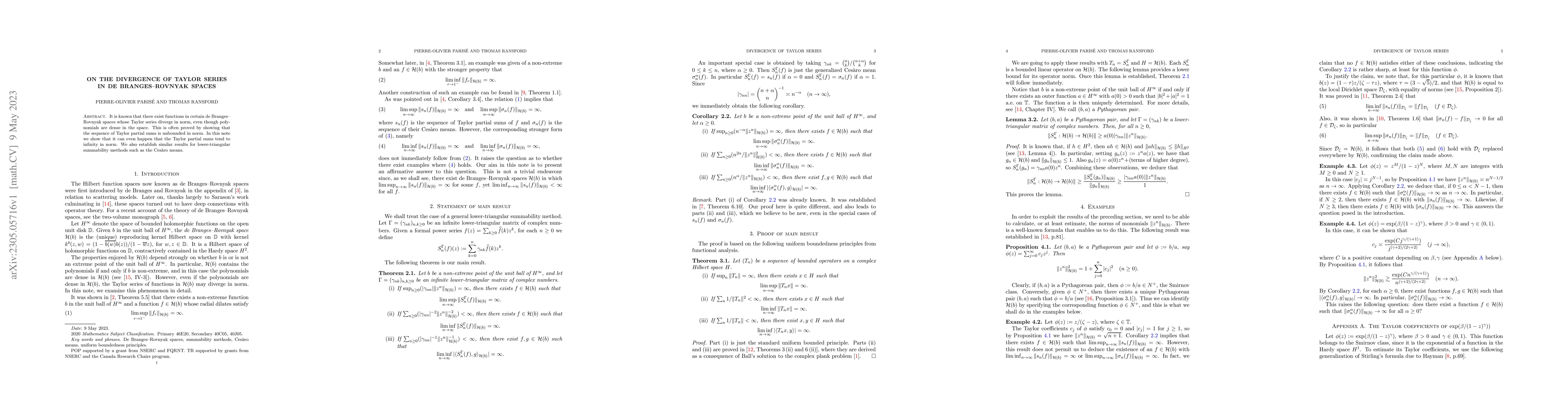 Thumbnail for On the Divergence of Taylor Series in de Branges-Rovnyak Spaces