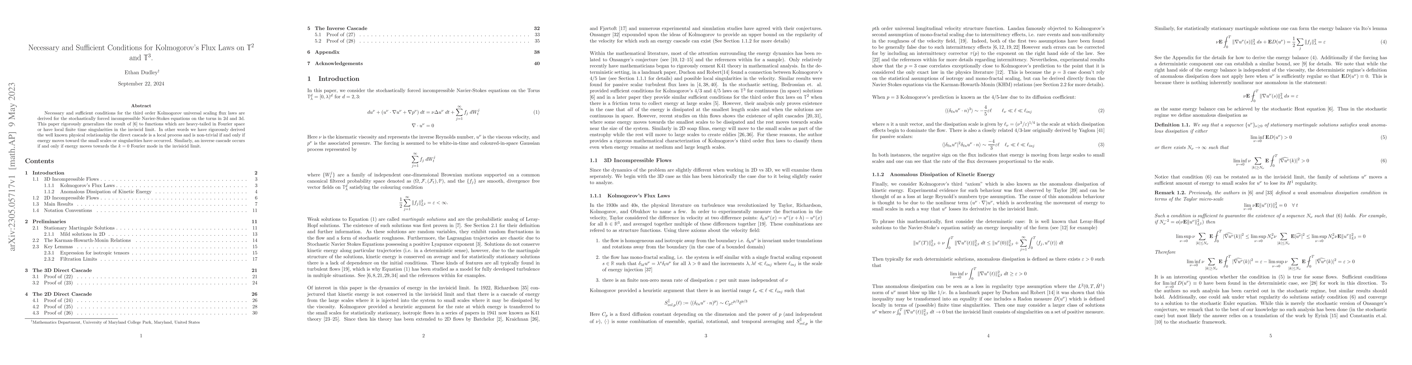 Thumbnail for Necessary and Sufficient Conditions for Kolmogorov's Flux Laws on
  $\mathbb{T}^2$ and $\mathbb{T}^3$