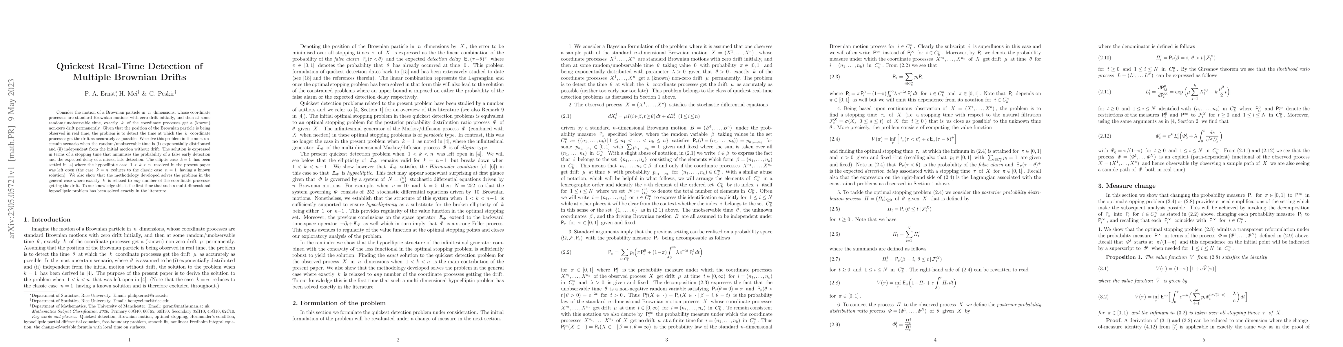 Thumbnail for Quickest Real-Time Detection of Multiple Brownian Drifts