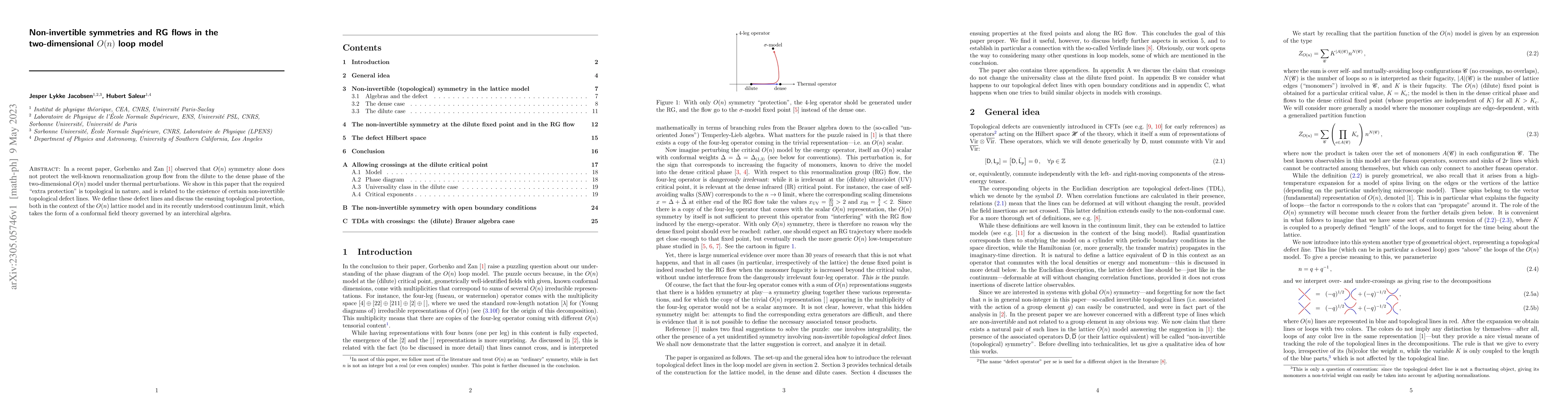 Thumbnail for Non-invertible symmetries and RG flows in the two-dimensional $O(n)$
  loop model
