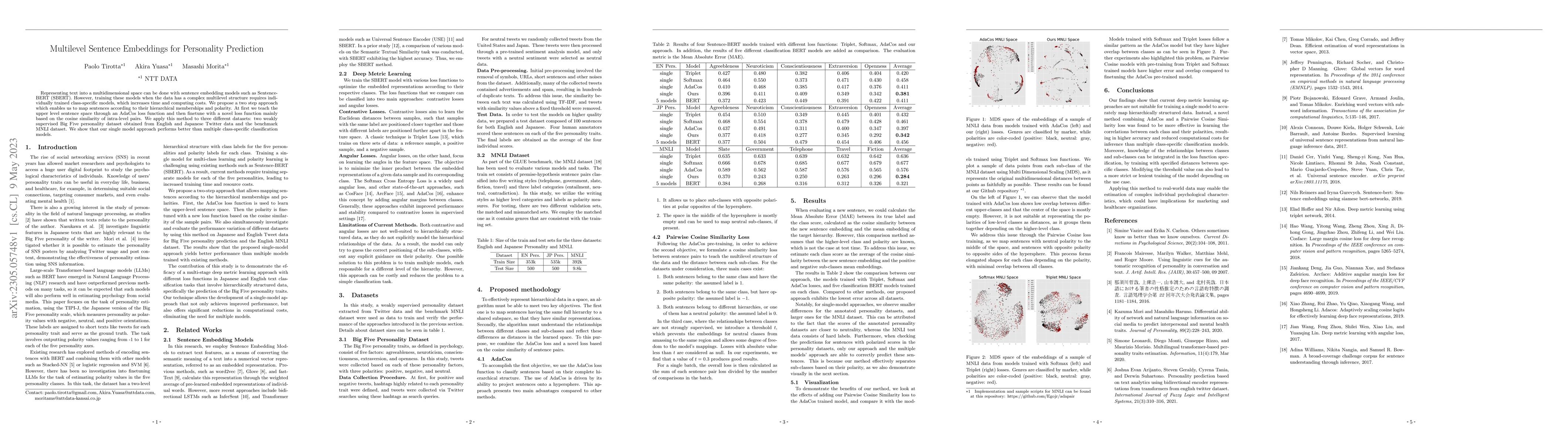 Thumbnail for Multilevel Sentence Embeddings for Personality Prediction