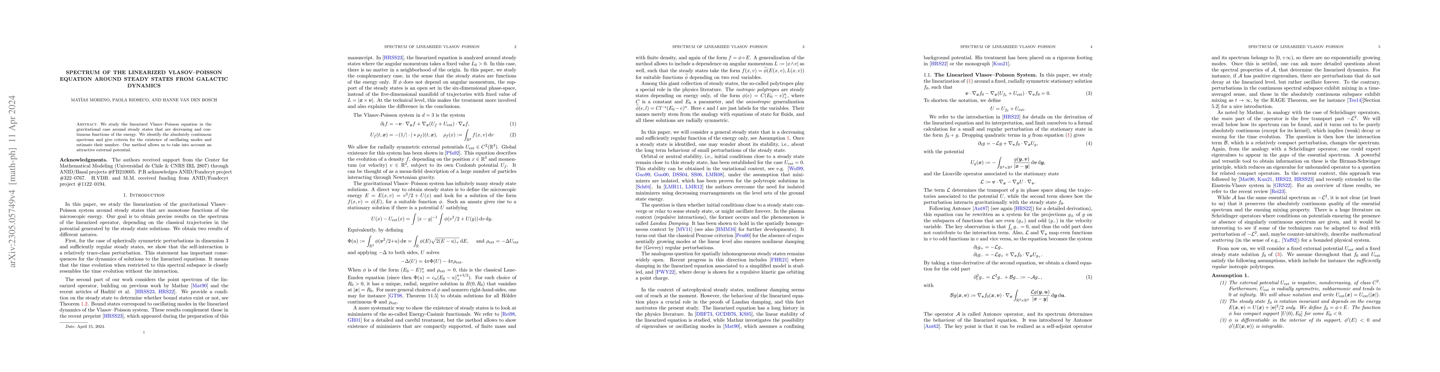 Thumbnail for Spectrum of the linearized Vlasov--Poisson equation around steady states
  from galactic dynamics