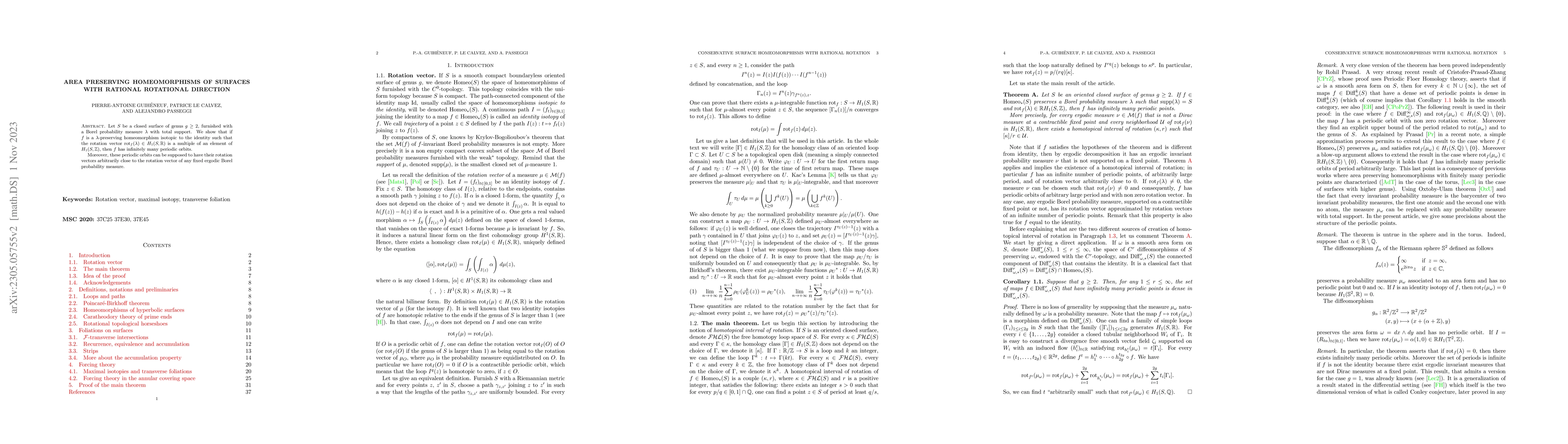 Thumbnail for Area preserving homeomorphisms of surfaces with rational rotational
  direction