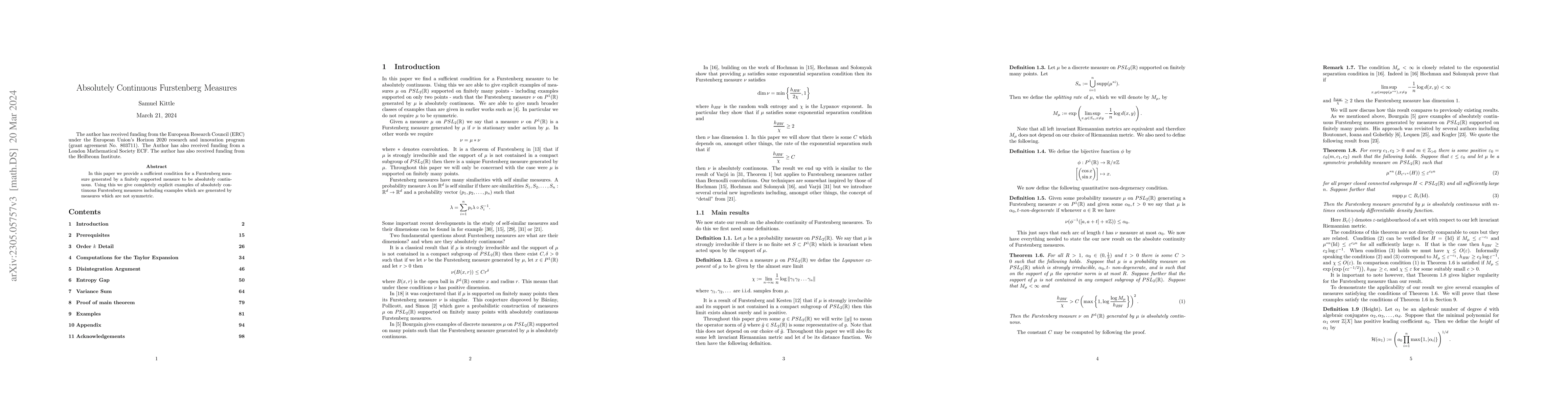 Thumbnail for Absolutely continuous Furstenberg measures