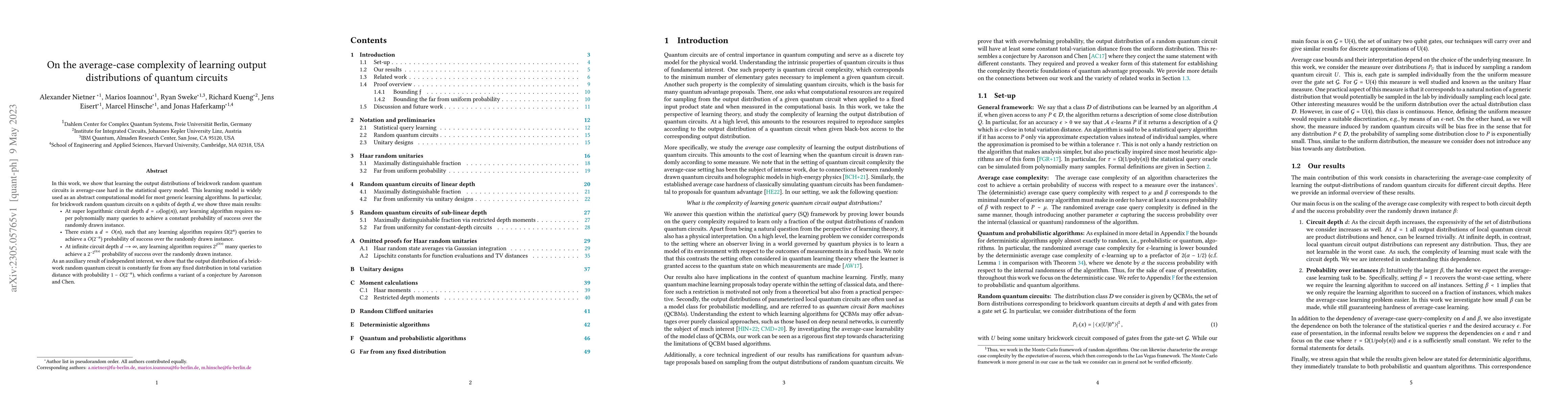 Thumbnail for On the average-case complexity of learning output distributions of
  quantum circuits