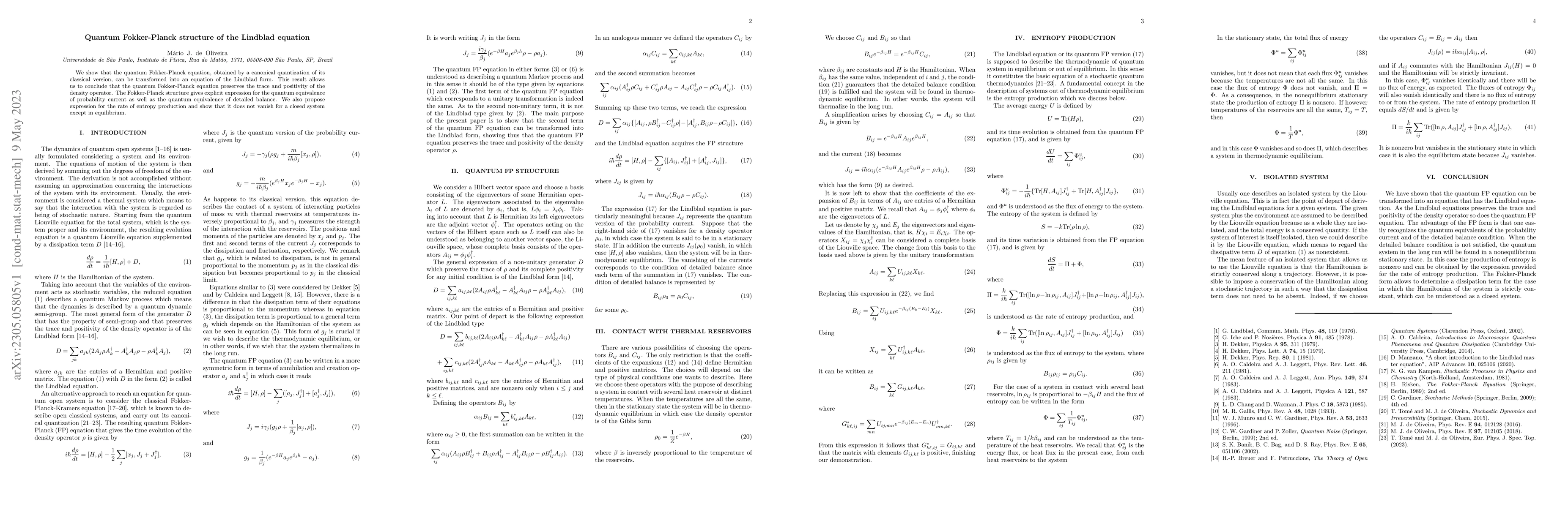 Thumbnail for Quantum Fokker-Planck structure of the Lindblad equation