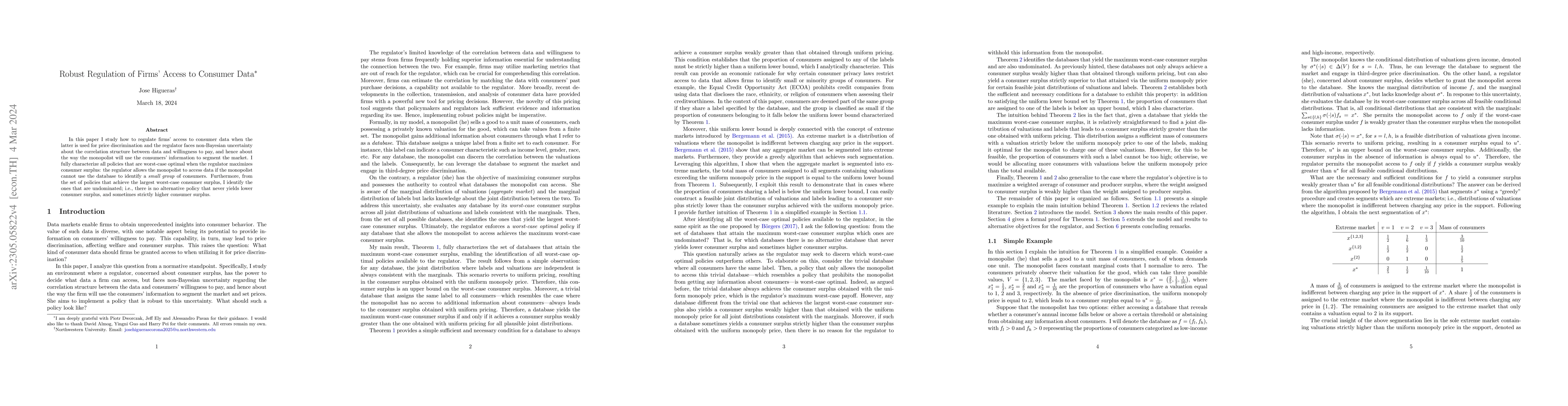 Thumbnail for Robust Regulation of Firms' Access to Consumer Data