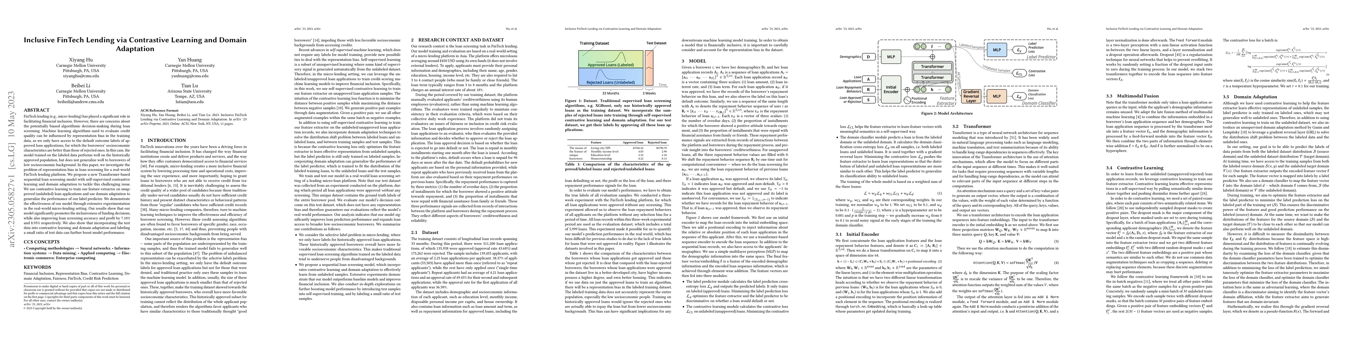 Thumbnail for Inclusive FinTech Lending via Contrastive Learning and Domain Adaptation