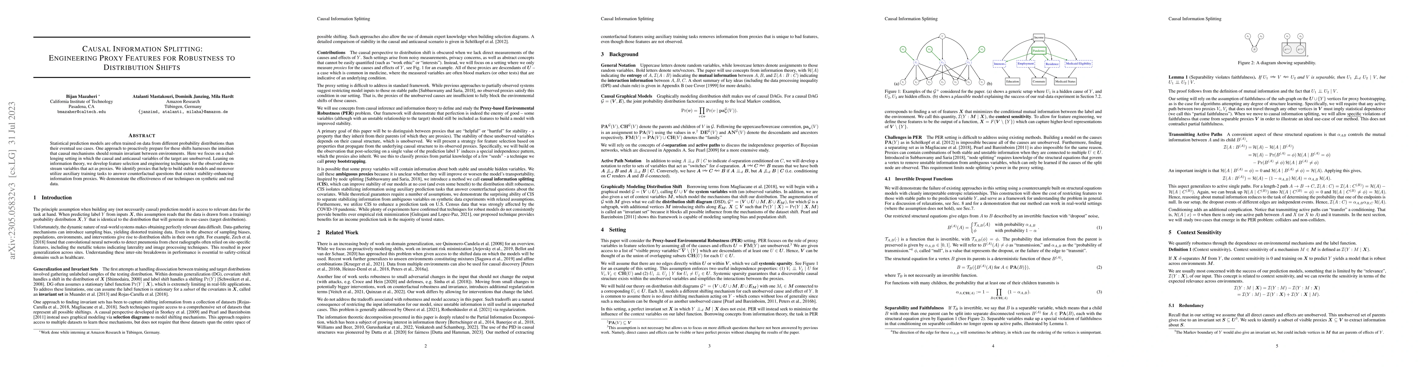 Thumbnail for Causal Information Splitting: Engineering Proxy Features for Robustness
  to Distribution Shifts