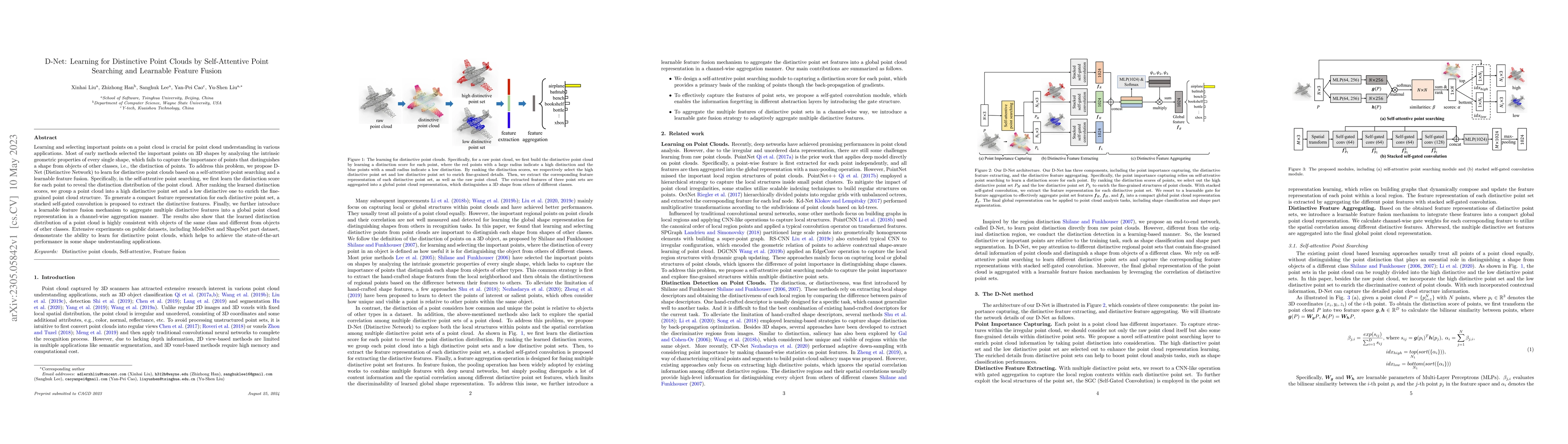 Thumbnail for D-Net: Learning for Distinctive Point Clouds by Self-Attentive Point
  Searching and Learnable Feature Fusion