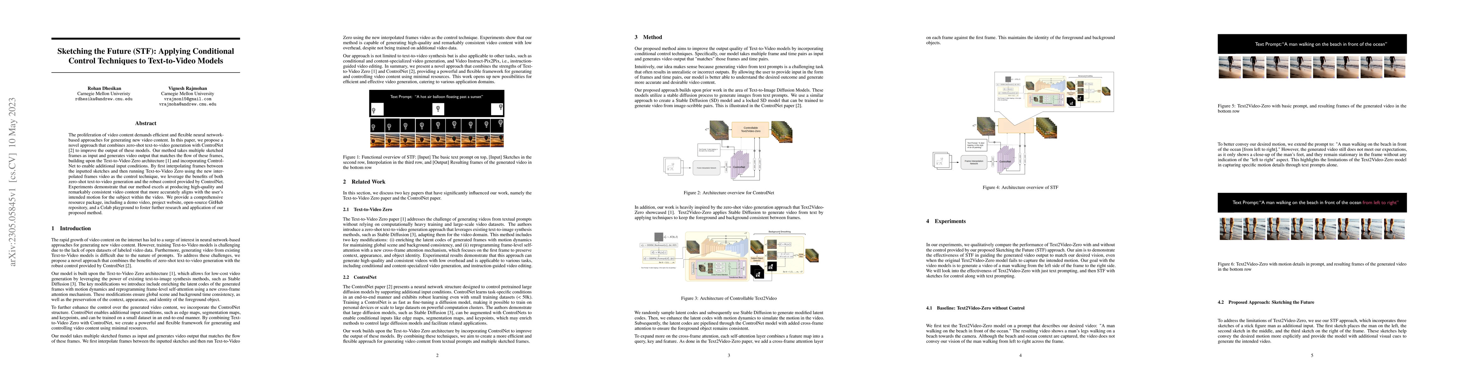 Thumbnail for Sketching the Future (STF): Applying Conditional Control Techniques to
  Text-to-Video Models