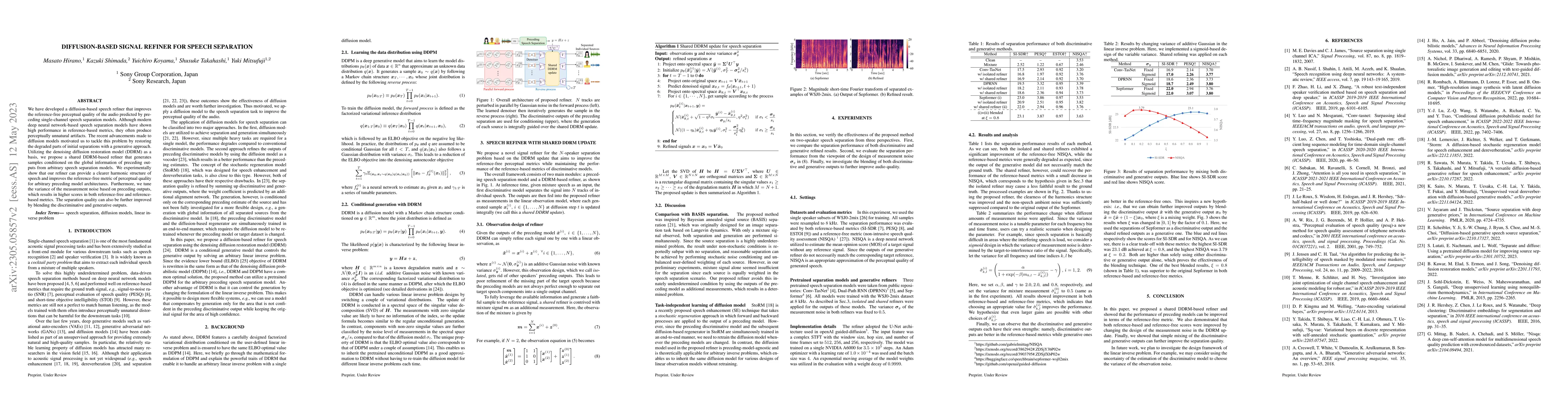 Thumbnail for Diffusion-based Signal Refiner for Speech Separation