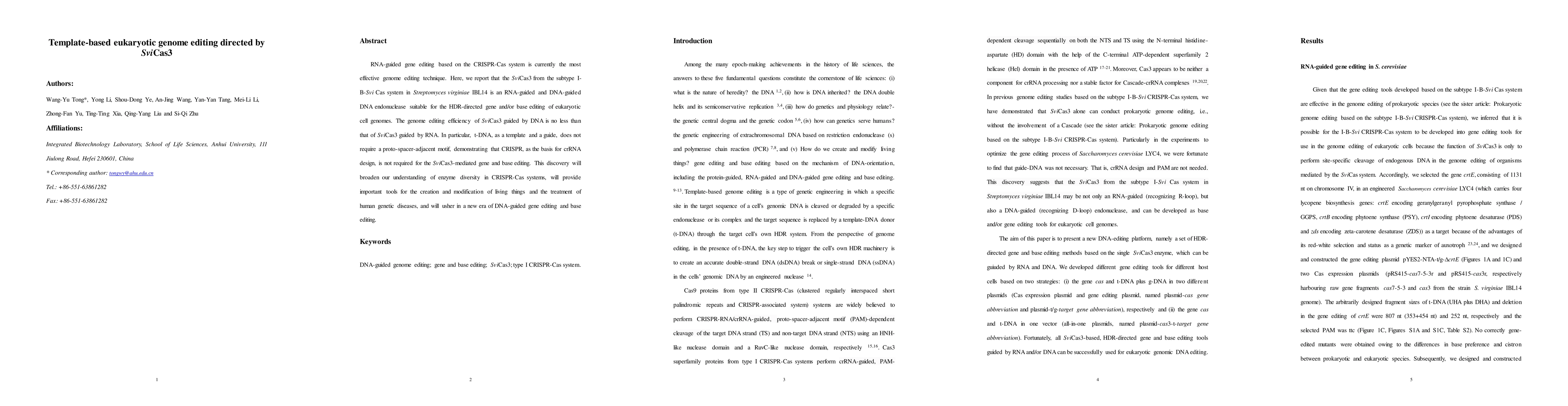 Thumbnail for Template-based eukaryotic genome editing directed by SviCas3