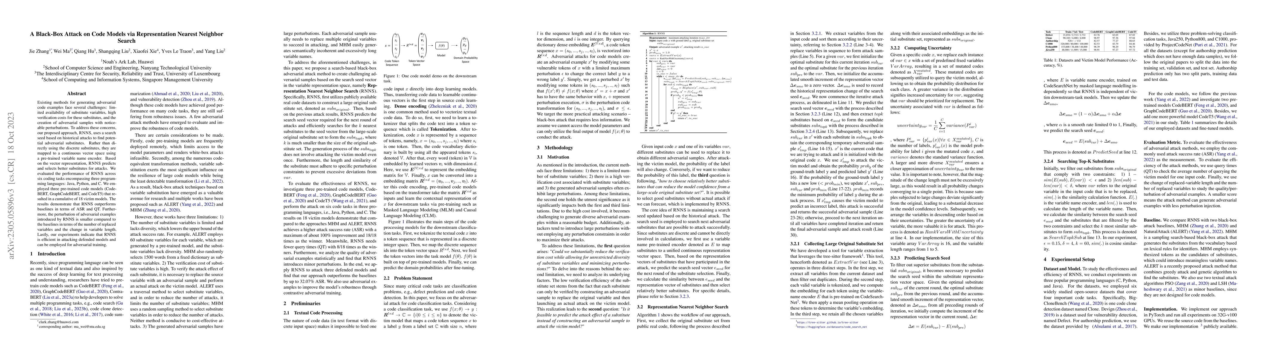 Thumbnail for A Black-Box Attack on Code Models via Representation Nearest Neighbor
  Search