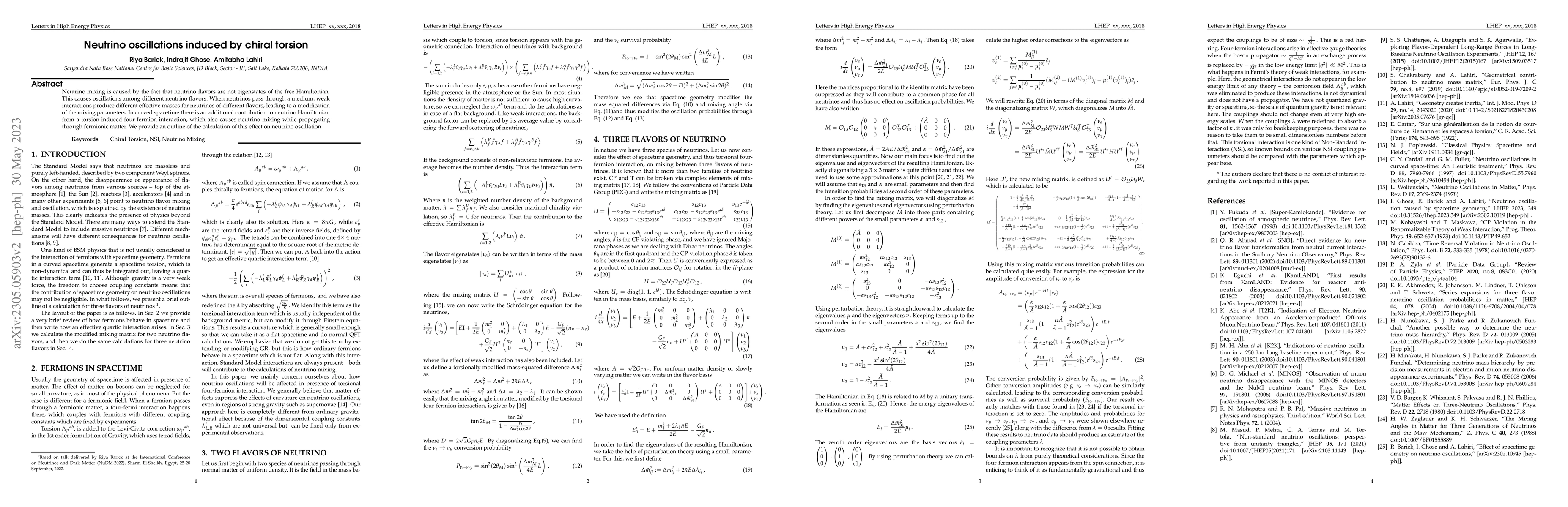 Thumbnail for Neutrino oscillations induced by chiral torsion