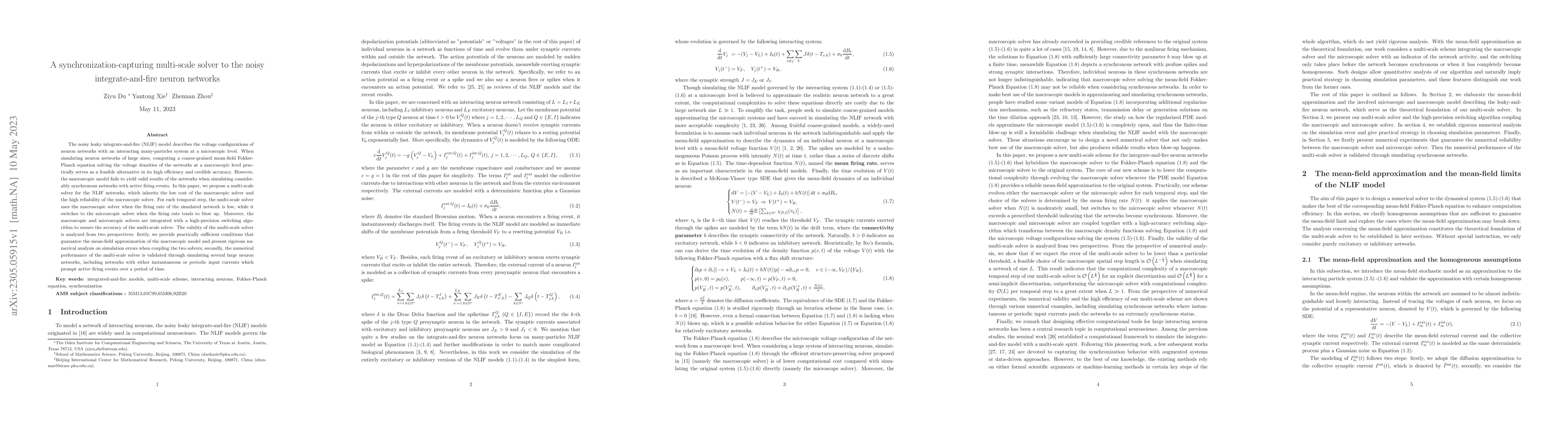 Thumbnail for A synchronization-capturing multi-scale solver to the noisy
  integrate-and-fire neuron networks