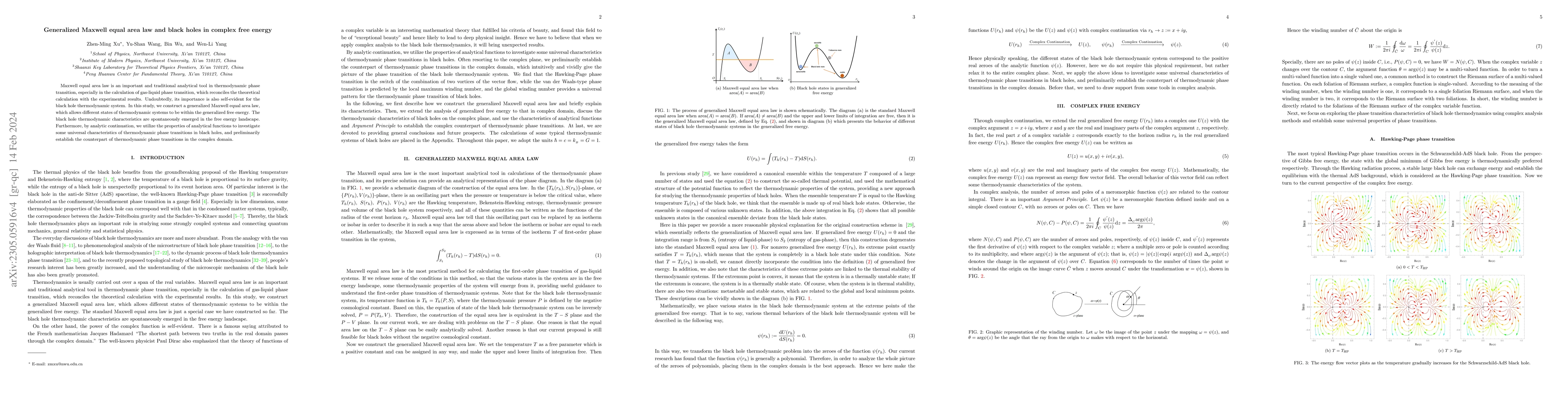 Thumbnail for Generalized Maxwell equal area law and black holes in complex free
  energy
