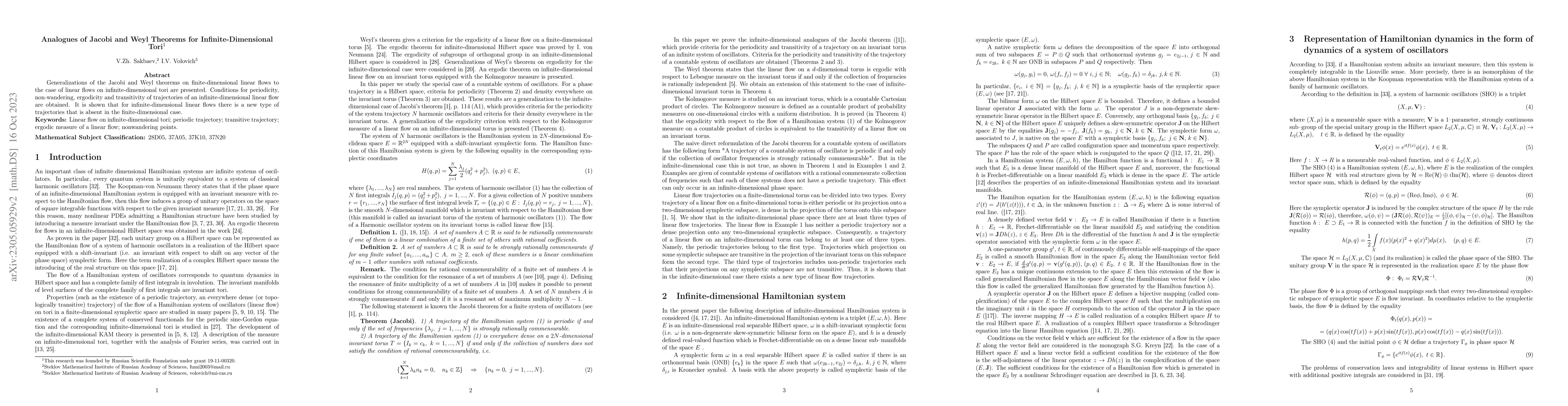 Thumbnail for Analogues of Jacobi and Weyl Theorems for Infinite-Dimensional Tori