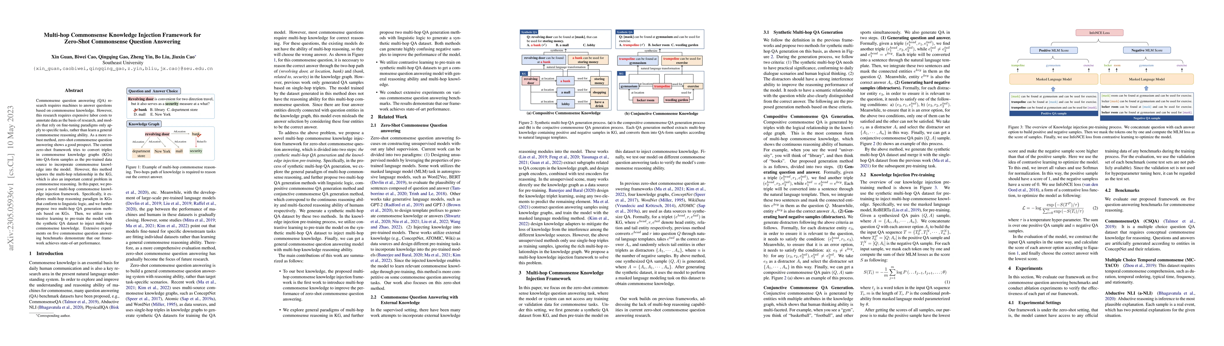 Thumbnail for Multi-hop Commonsense Knowledge Injection Framework for Zero-Shot
  Commonsense Question Answering