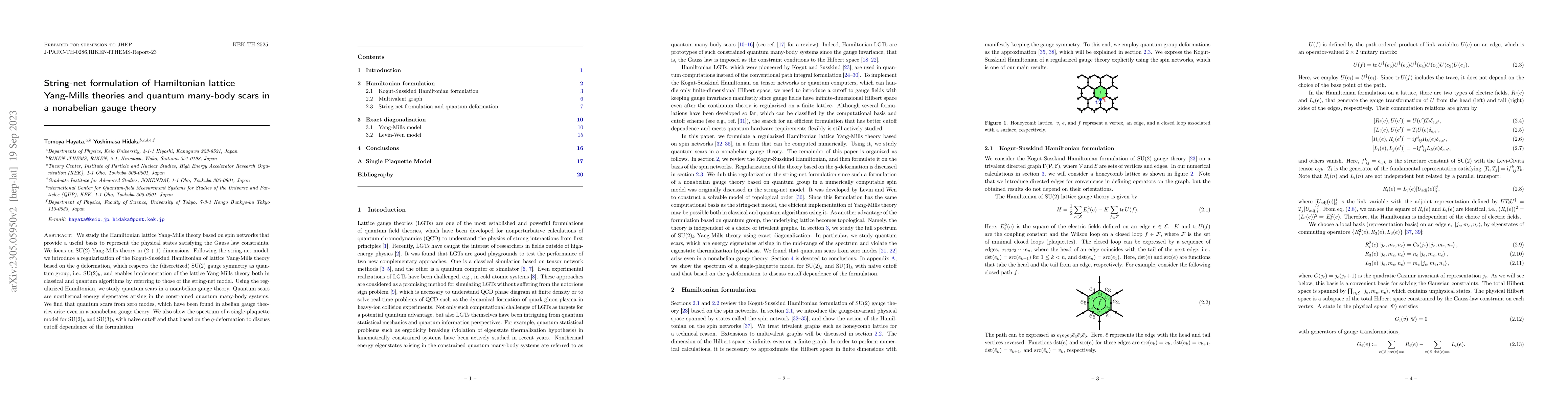 Thumbnail for String-net formulation of Hamiltonian lattice Yang-Mills theories and
  quantum many-body scars in a nonabelian gauge theory