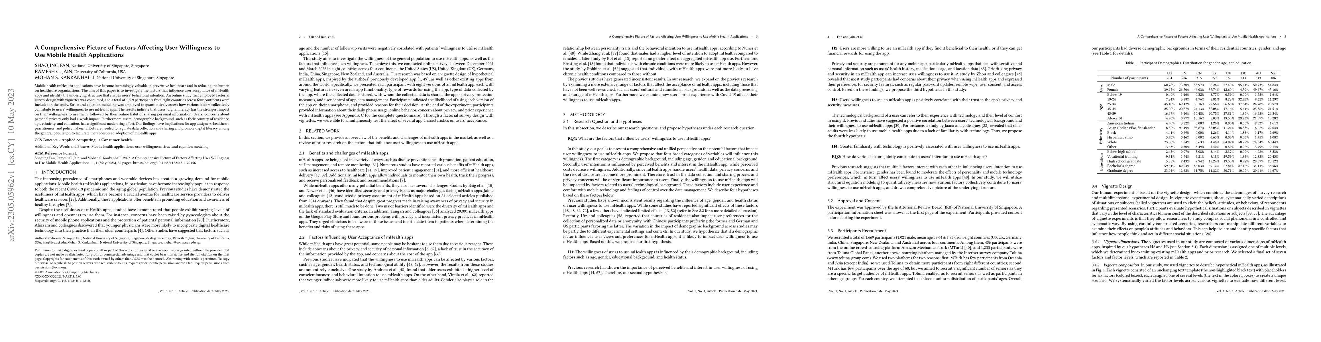 Thumbnail for A Comprehensive Picture of Factors Affecting User Willingness to Use
  Mobile Health Applications
