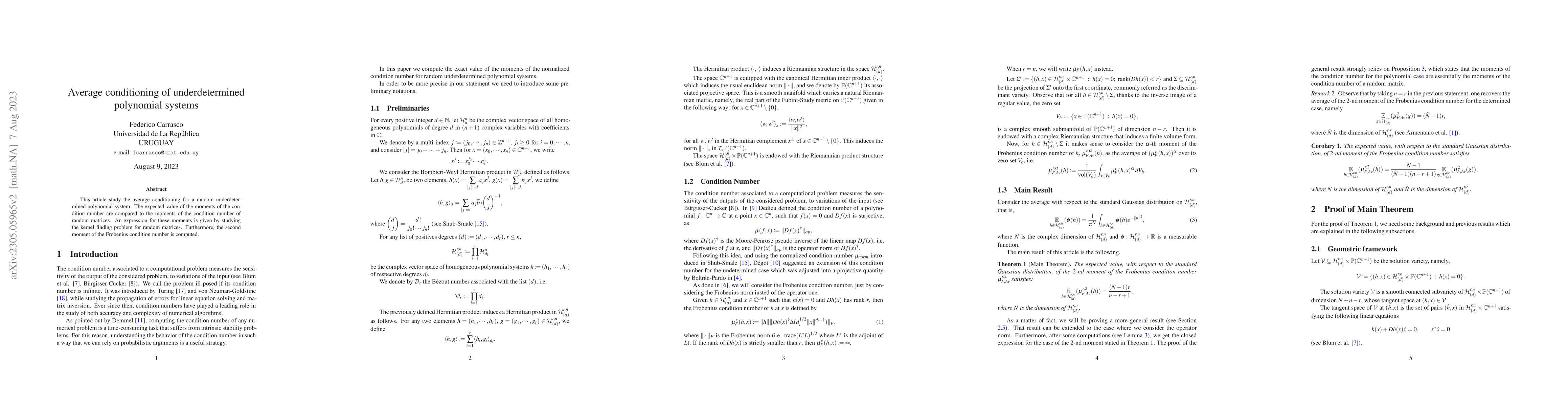 Thumbnail for Average conditioning of underdetermined polynomial systems