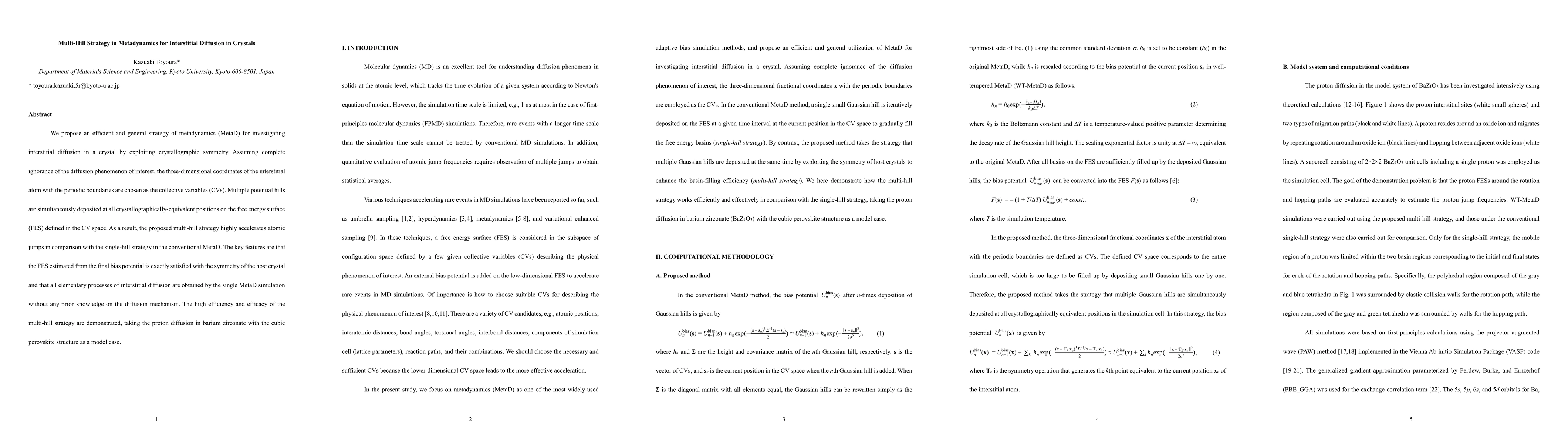 Thumbnail for Multi-Hill Strategy in Metadynamics for Interstitial Diffusion in
  Crystals