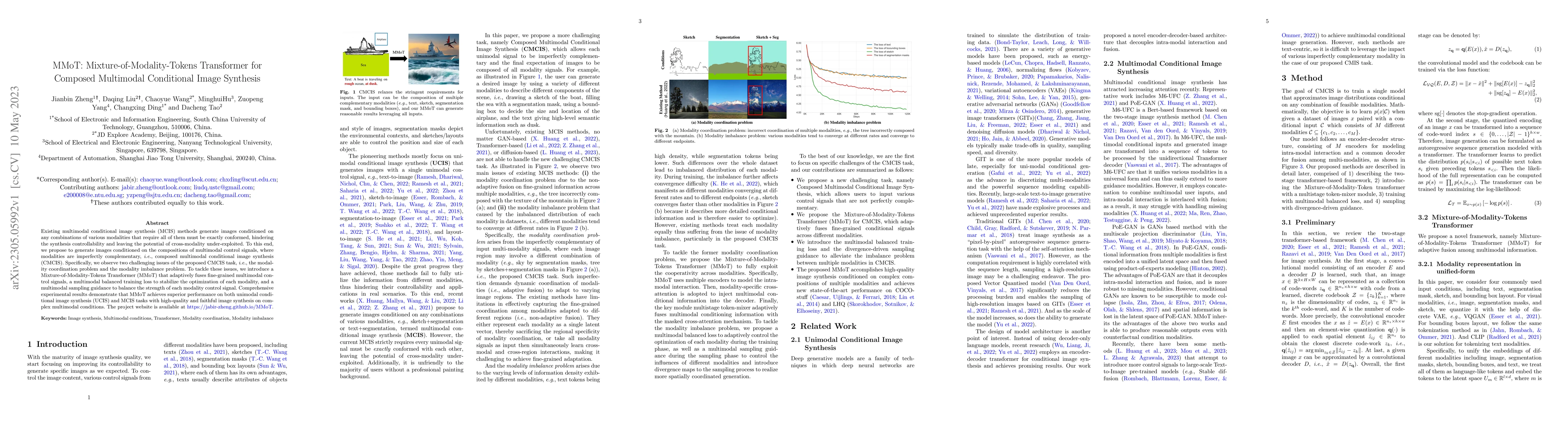 Thumbnail for MMoT: Mixture-of-Modality-Tokens Transformer for Composed Multimodal
  Conditional Image Synthesis