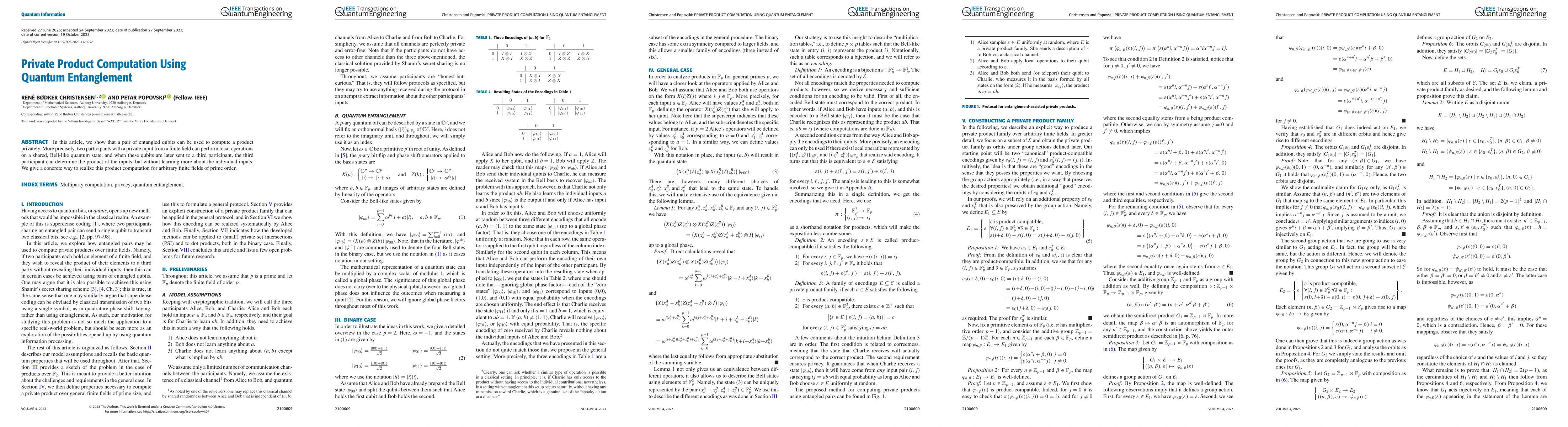 Thumbnail for Private Product Computation using Quantum Entanglement