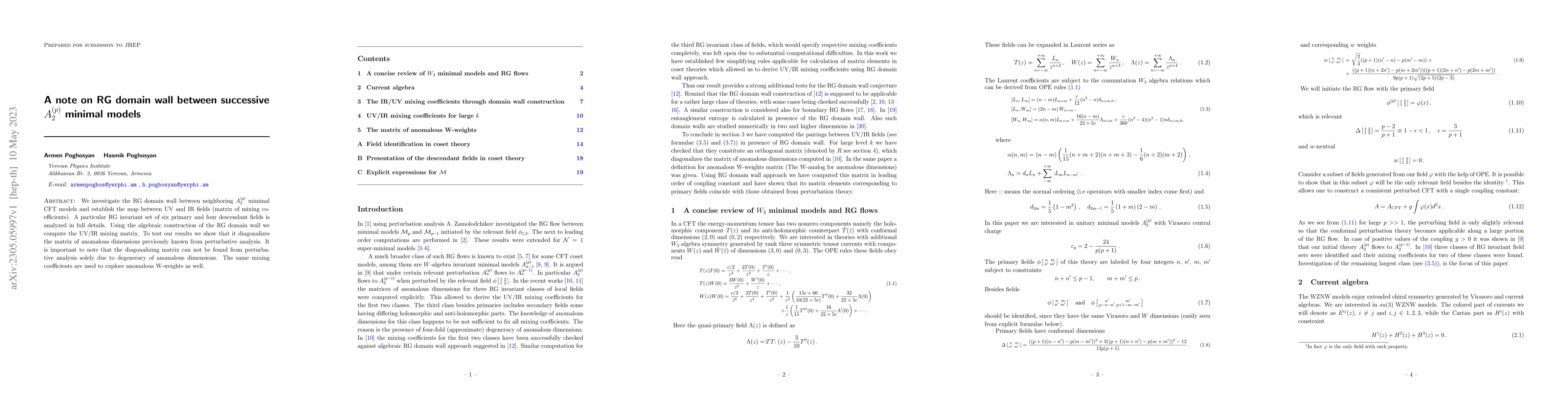 Thumbnail for A note on RG domain wall between successive $A_2^{(p)}$ minimal models