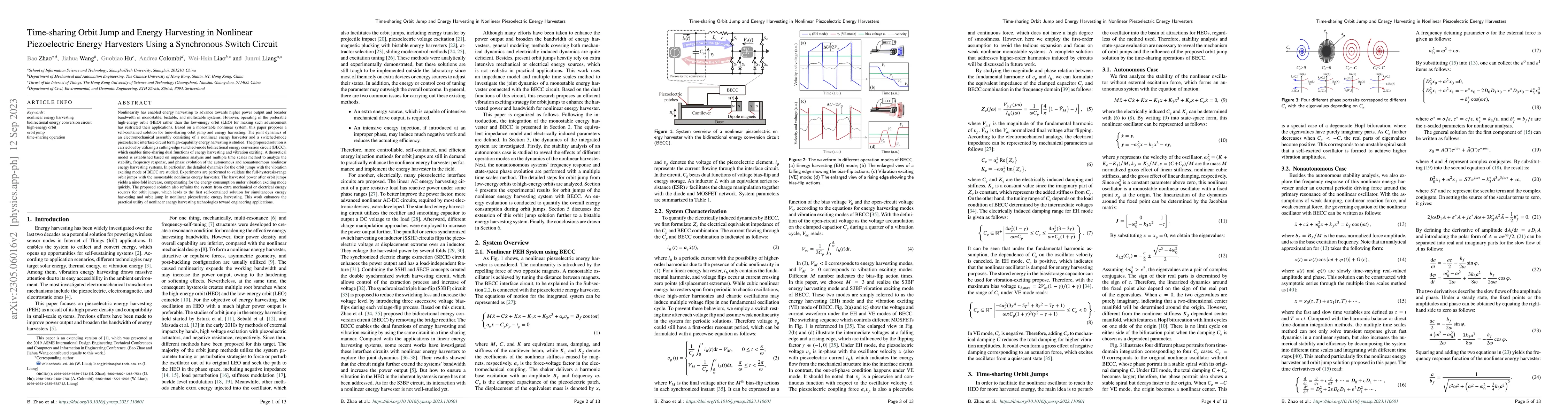 Thumbnail for Time-sharing Orbit Jump and Energy Harvesting in Nonlinear Piezoelectric
  Energy Harvesters Using a Synchronous Switch Circuit